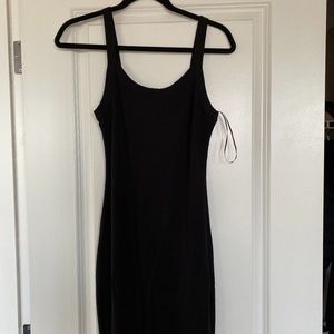 Black Bodycon Ribbed Midi Dress